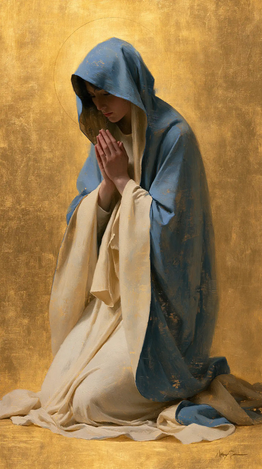 the Virgin Mary in prayer in Contemporary Byzantine style, portrait Christian artwork no. 4