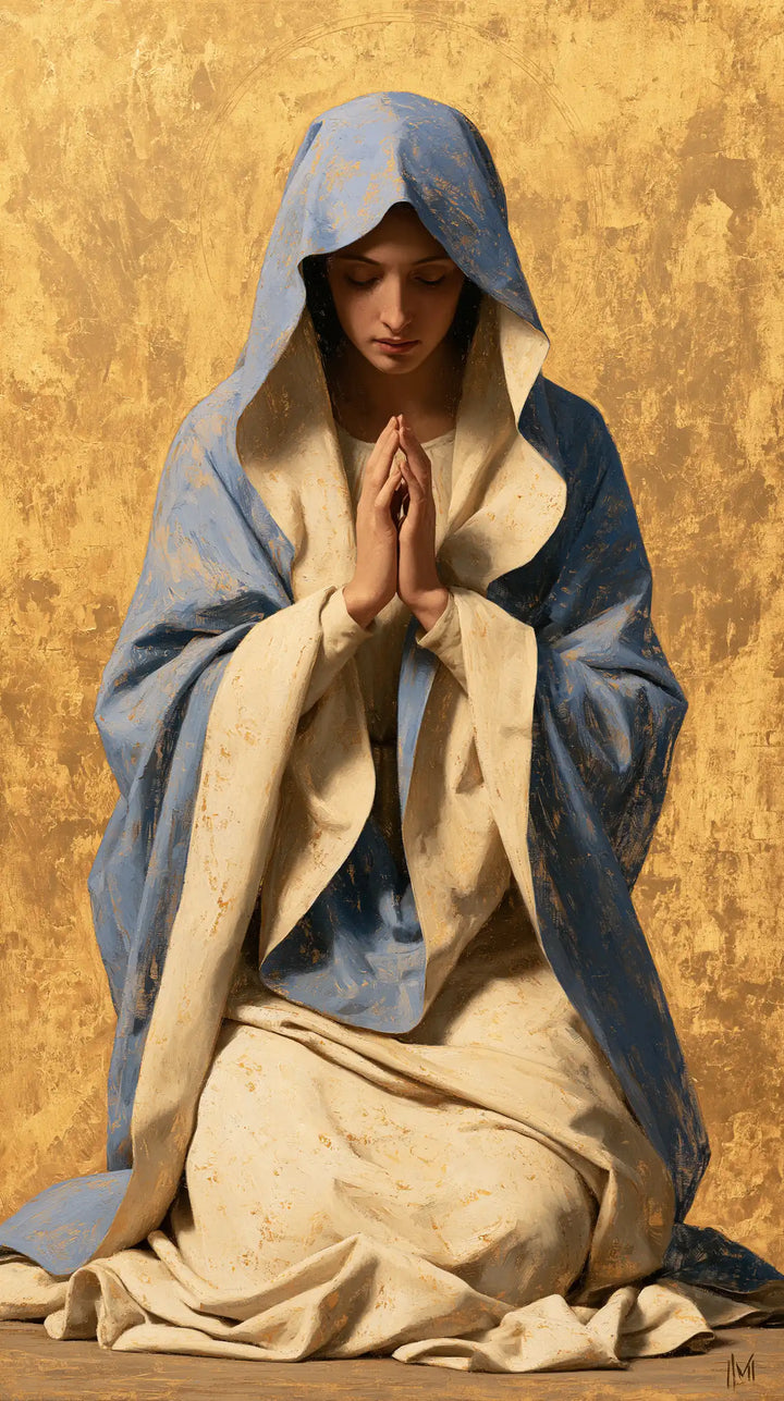 Virgin Mary in Prayer — The Pale Folds of Contemplation