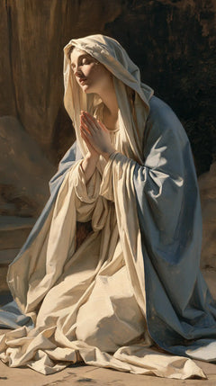 Virgin Mary in Prayer — A Gaze toward the Light at the Threshold