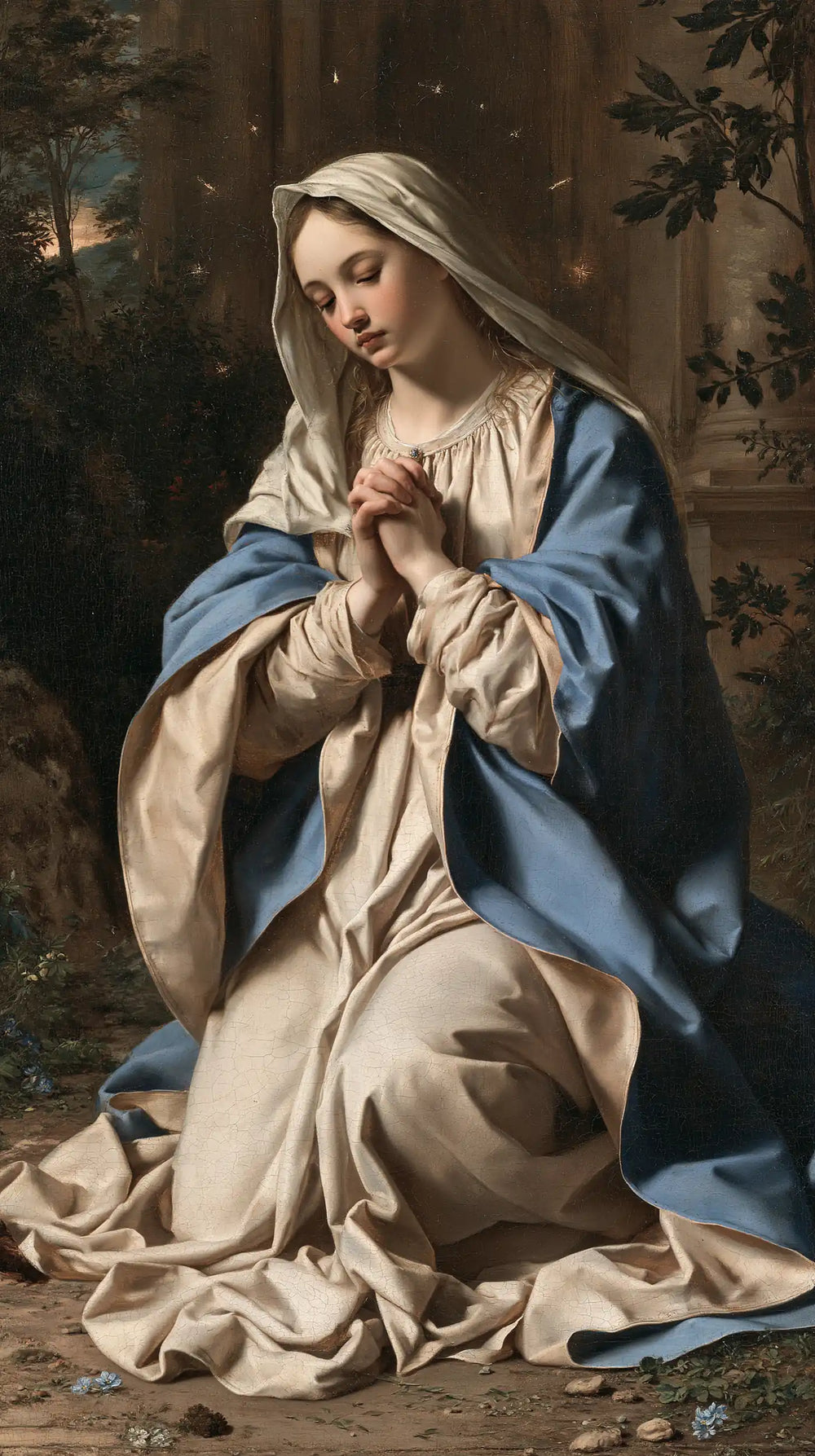 the Virgin Mary in prayer in Florentine Renaissance style, portrait Christian artwork no. 4