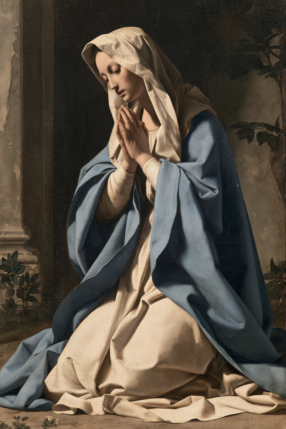the Virgin Mary in prayer in Florentine Renaissance style, portrait Christian artwork no. 36