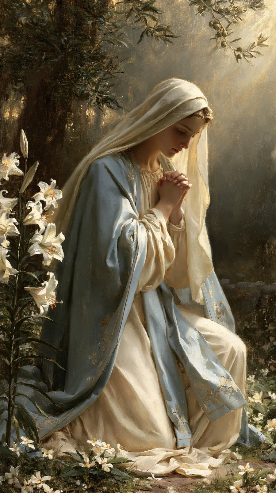 Virgin Mary in Prayer - Mary in a Sacred Garden · Portrait n° 6