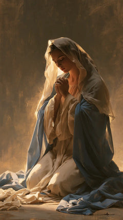 Virgin Mary in Prayer — Prayer in a Setting of Shadow