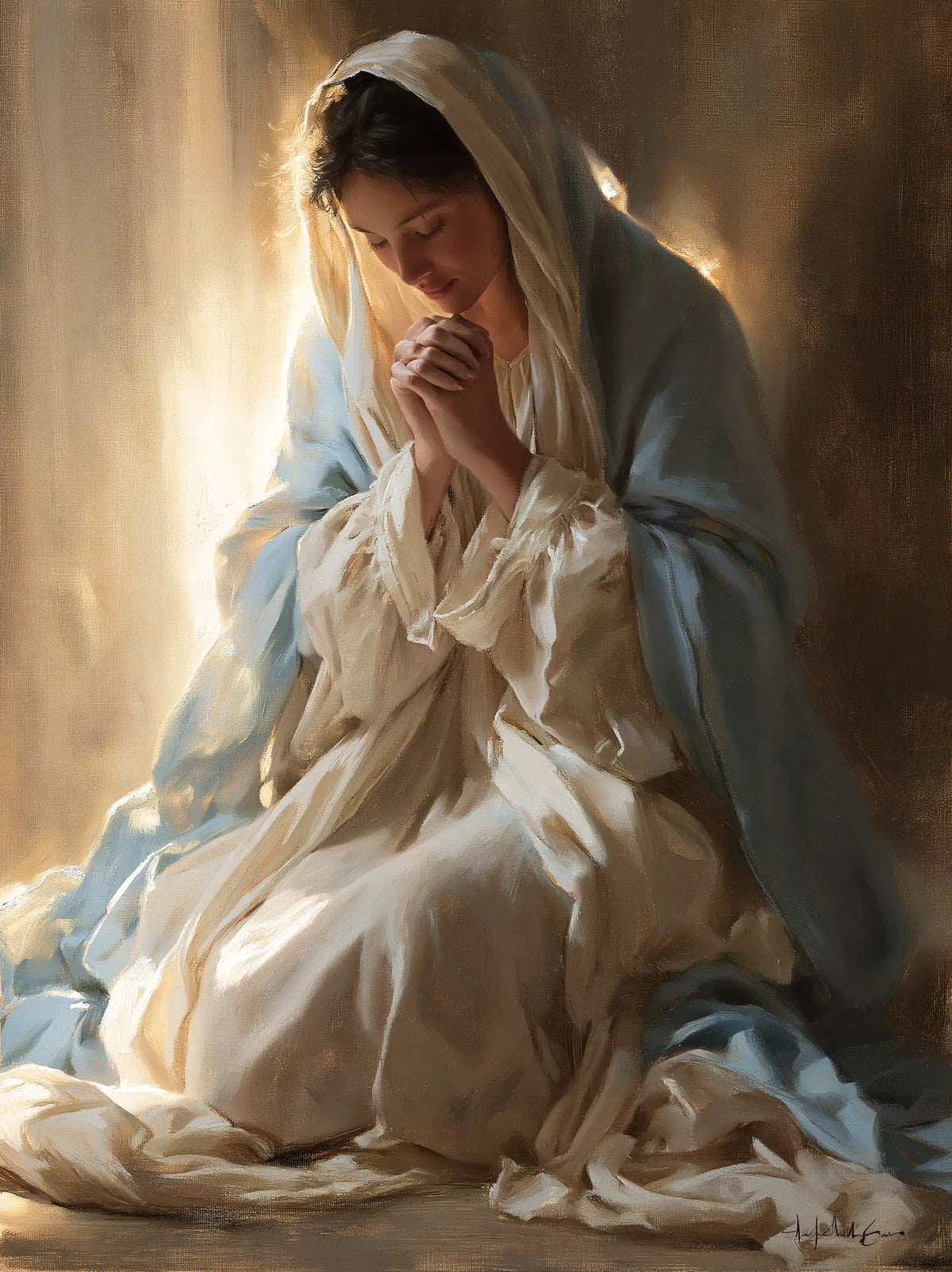 Virgin Mary in Prayer — White in the Chamber Light