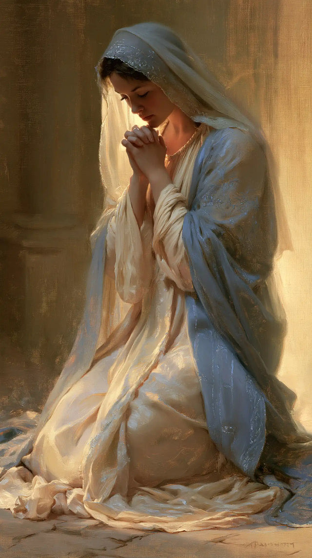 Virgin Mary in Prayer — Prayer in Pearly Folds