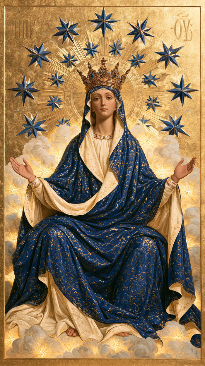 Mary, Queen of Heaven — Closed Eyes in the Blue Constellation