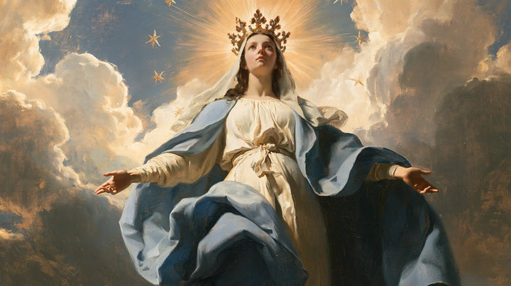 Mary, Queen of Heaven — Open Arms Between Towers of Cloud