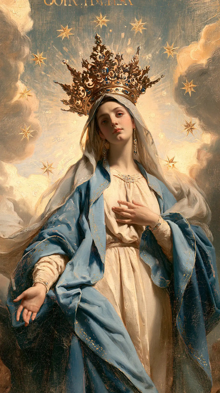 Mary, Queen of Heaven — The Hand at the Heart Beneath the Leafy Crown