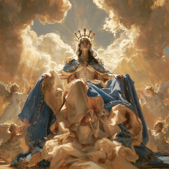 Mary, Queen of Heaven — Open Folds Around Royal Stillness