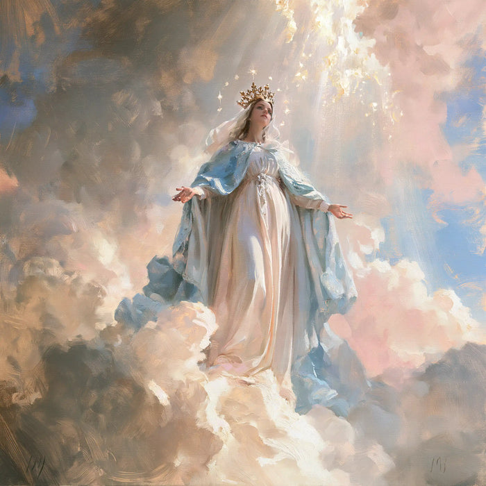 Mary, Queen of Heaven — Bright Light on the Floating Veil
