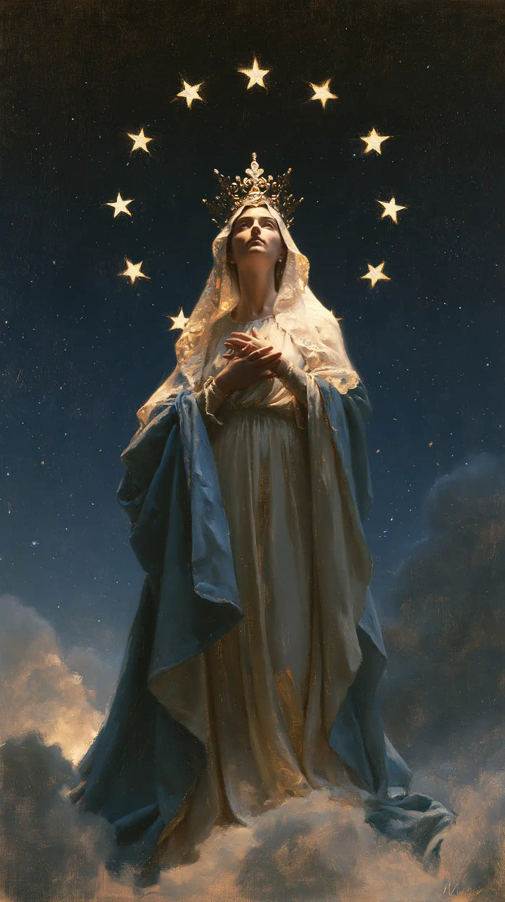 Mary, Queen of Heaven — The Long Robe Beneath the Evenly Spaced Stars