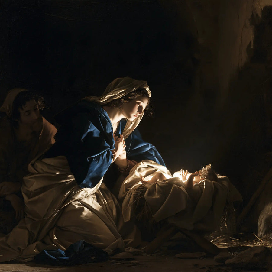 The Nativity - Caravaggio Tenebrism · Square n° 7