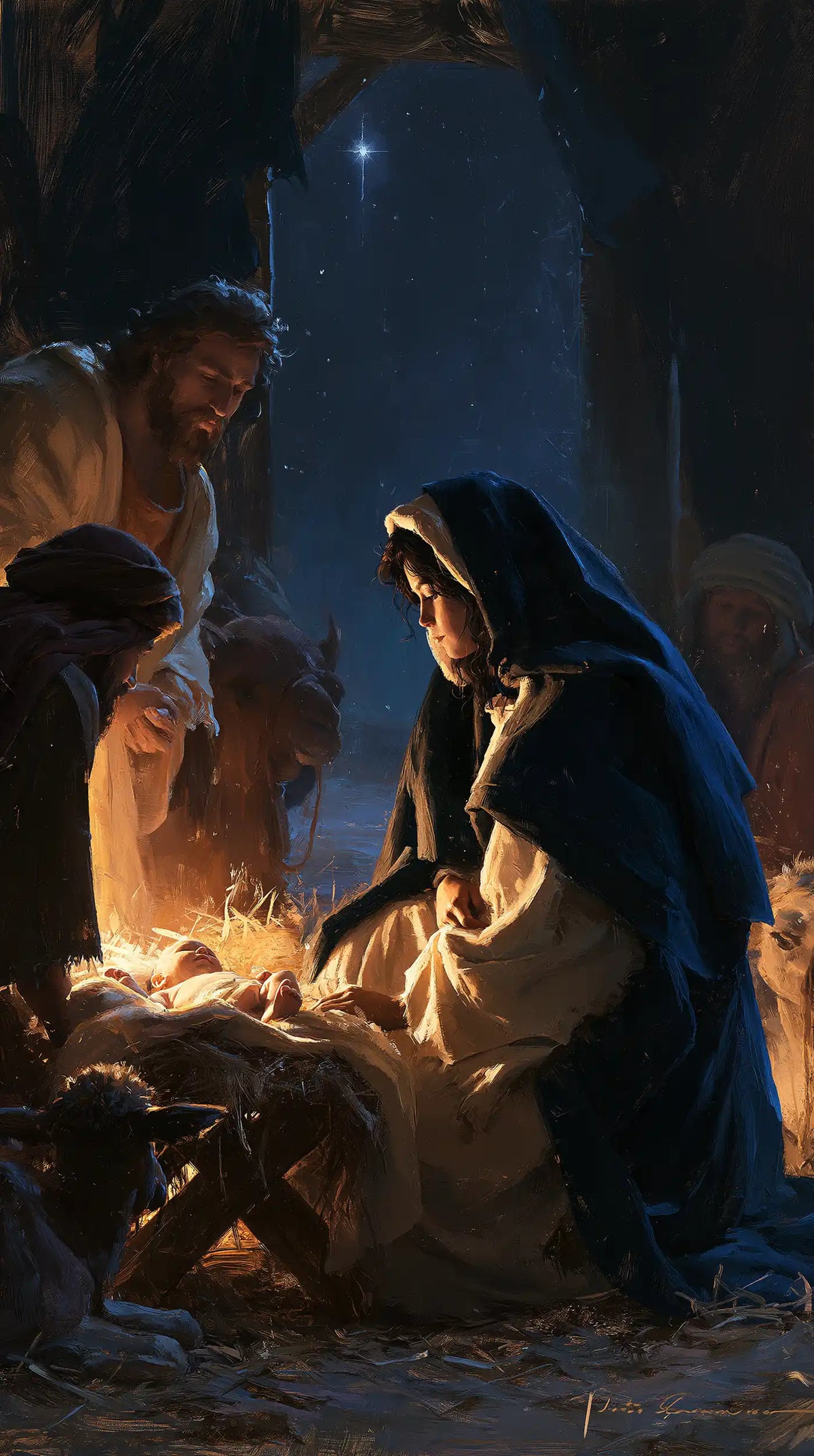 The Nativity — The Circle of Faces Beneath Dark Azure
