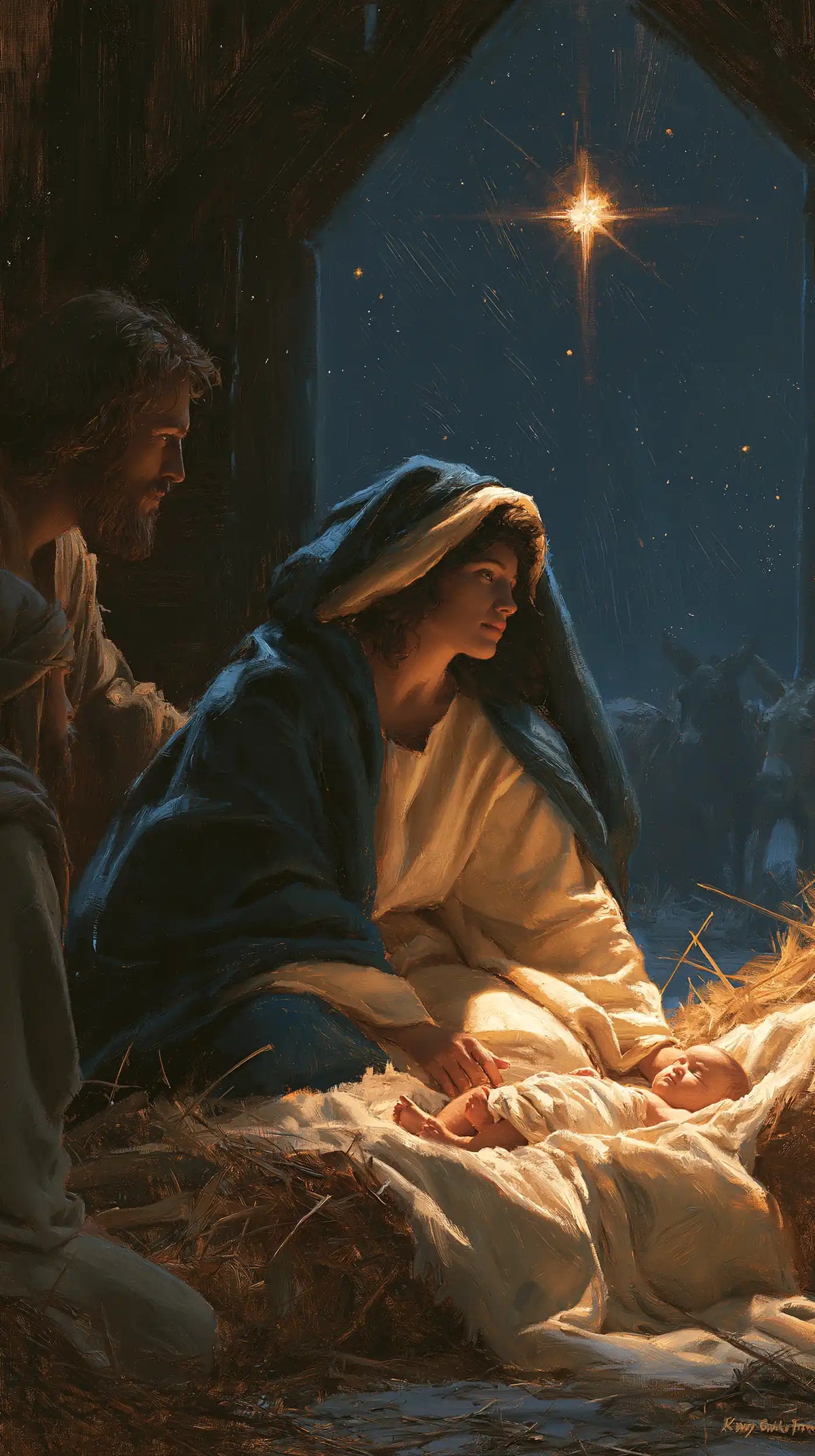 The Nativity — Golden Straw Beneath the Inky Sky