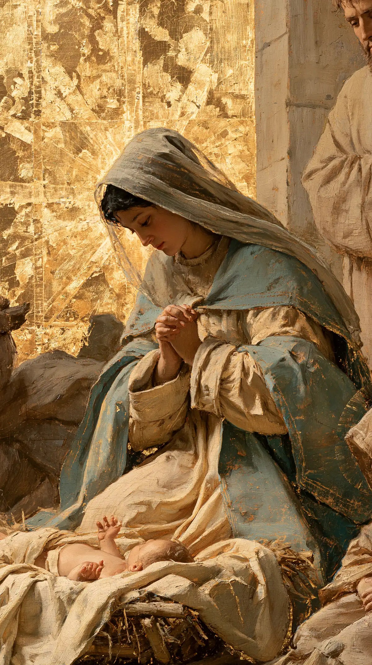 The Nativity — The Little Gesture Beneath the Pale Gold Mantle
