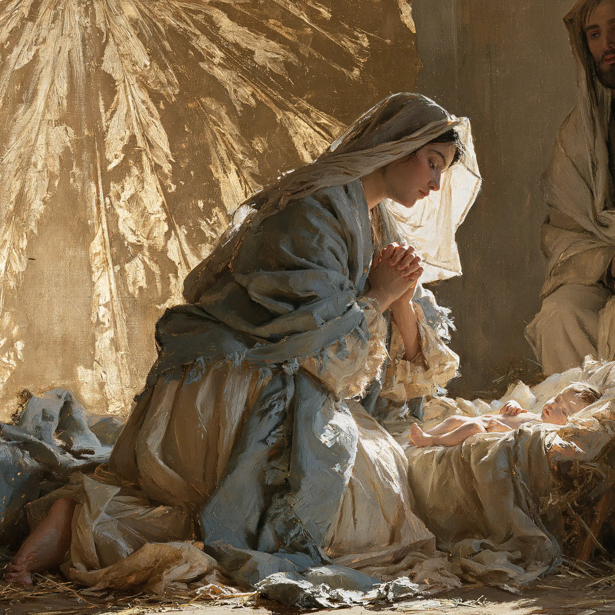 The Nativity — Prayer Beneath the Long Golden Leaves