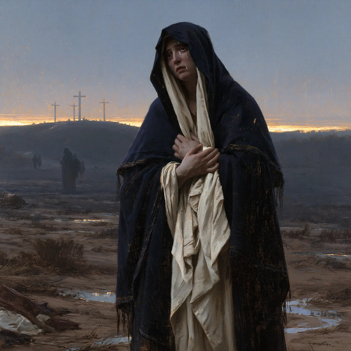 Mary before the deserted Golgotha in Mary before the Deserted Golgotha style, square Christian artwork no. 2