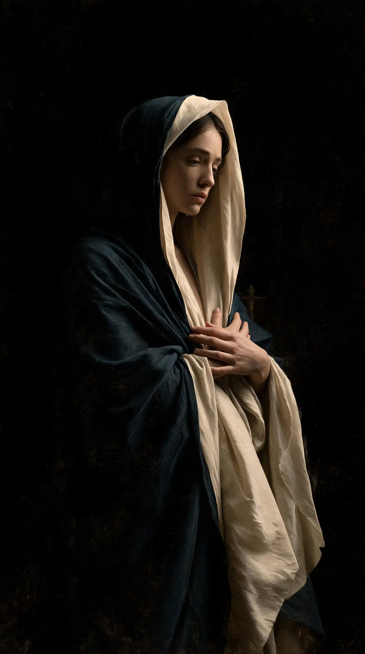 Our Lady of Sorrows — Hands at Rest in the Long Shadow