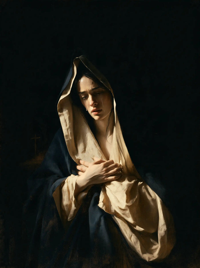 Our Lady of Sorrows — Contemplation in the Blue-Tinged Shadow