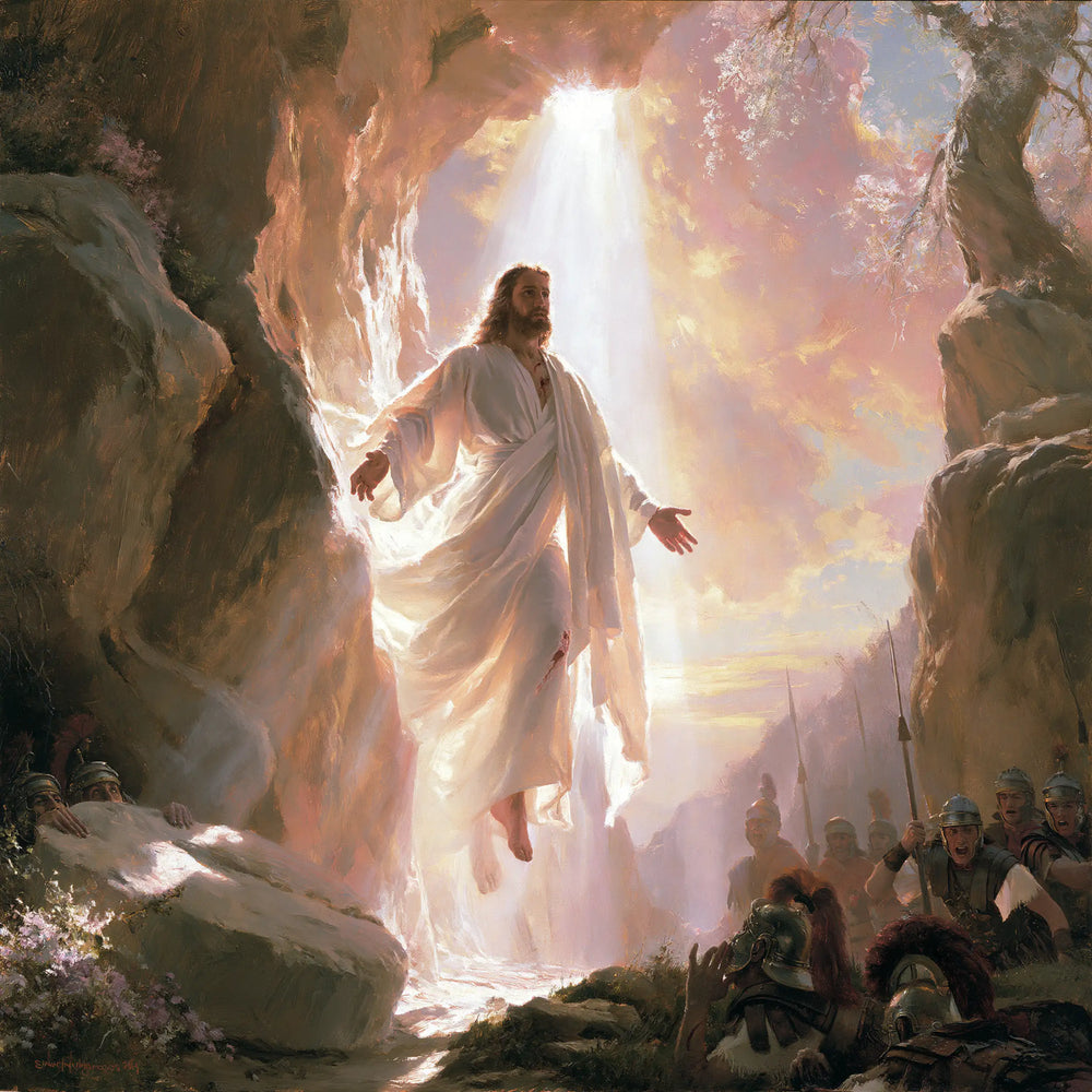 Resurrection of Jesus Christ in Divine Light style, square Christian artwork no. 4