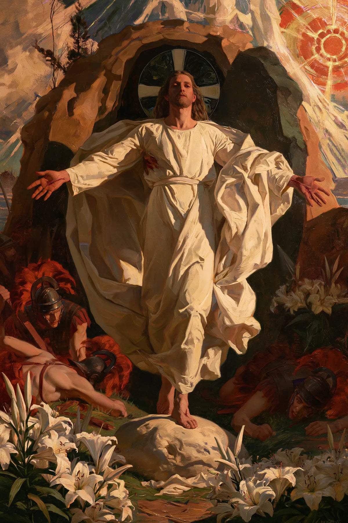 The Resurrection of Jesus Christ — Drapery beneath the Red Sun