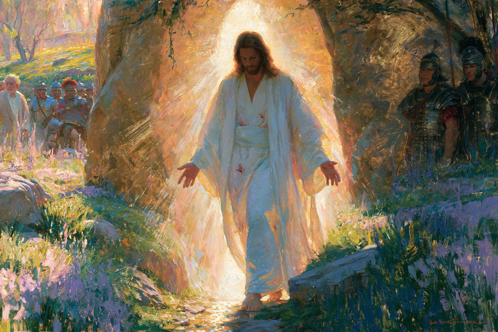 Resurrection of Jesus Christ in Impressionist style, landscape Christian artwork no. 16