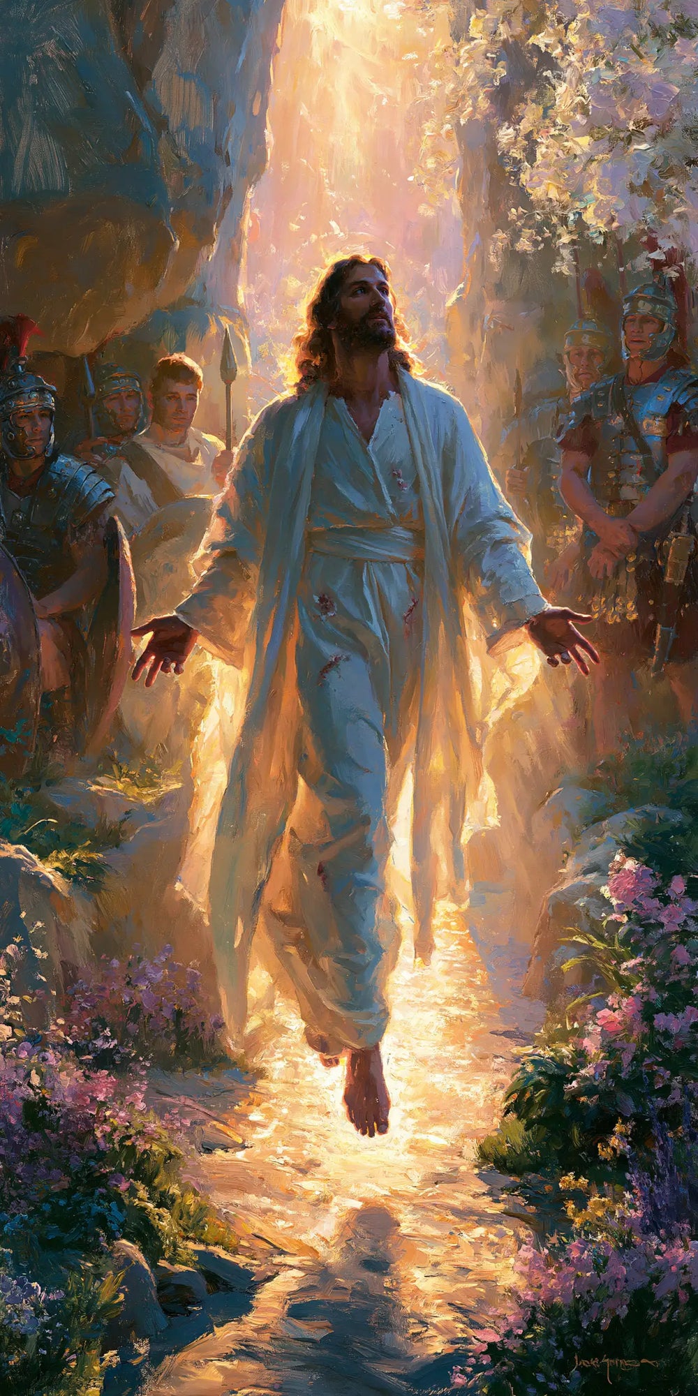 Resurrection of Jesus Christ in Impressionist style, portrait Christian artwork no. 1