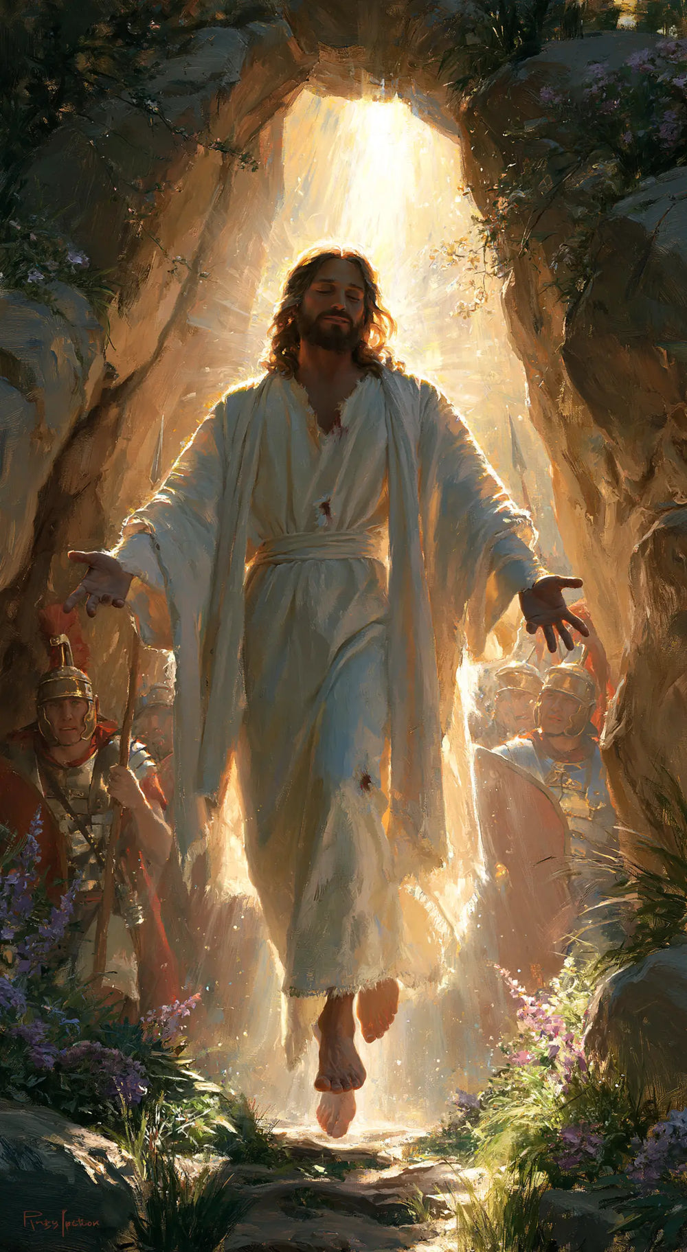 Resurrection of Jesus Christ in Impressionist style, portrait Christian artwork no. 4