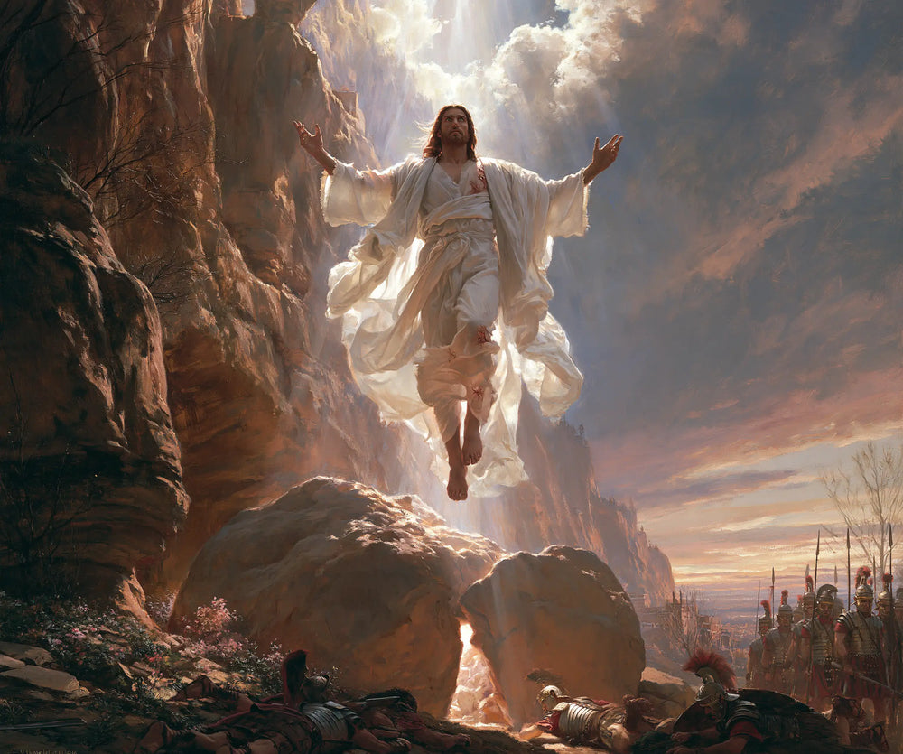 Resurrection of Jesus Christ in Sacred Monumental View style, landscape Christian artwork no. 3