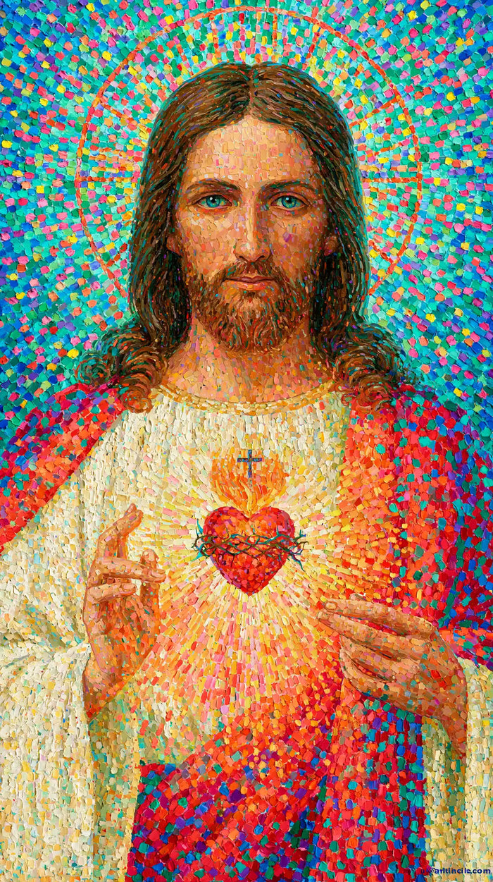 Sacred Heart of Jesus – Pointillist & Neo-Impressionist · Portrait no. 1