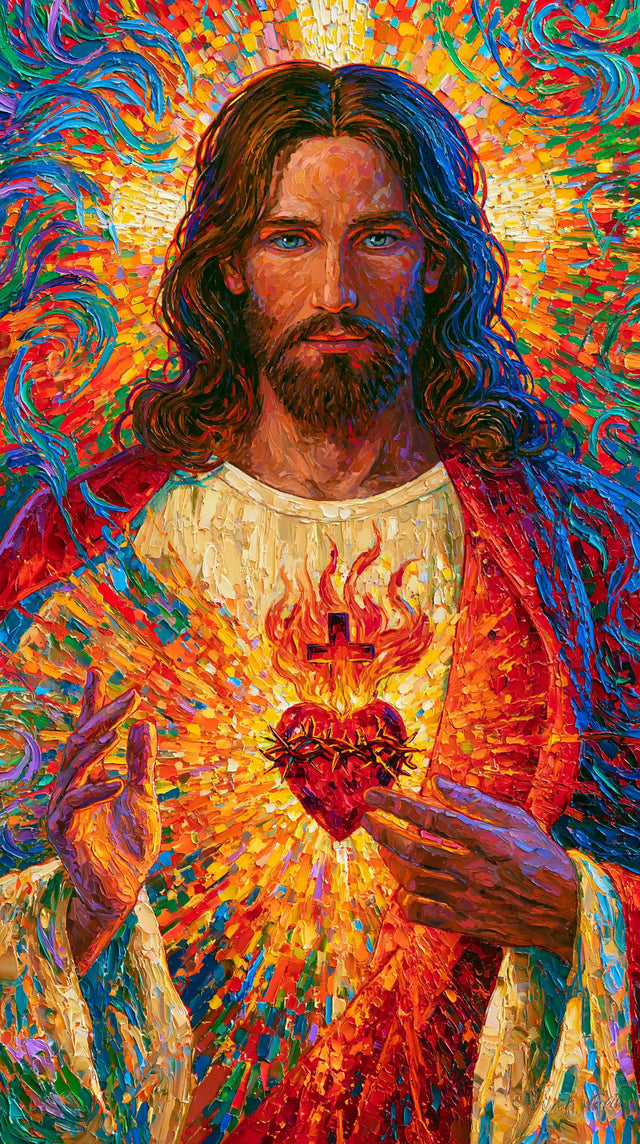 Sacred Heart of Jesus – Pointillist Post-Impressionism · Portrait no. 4