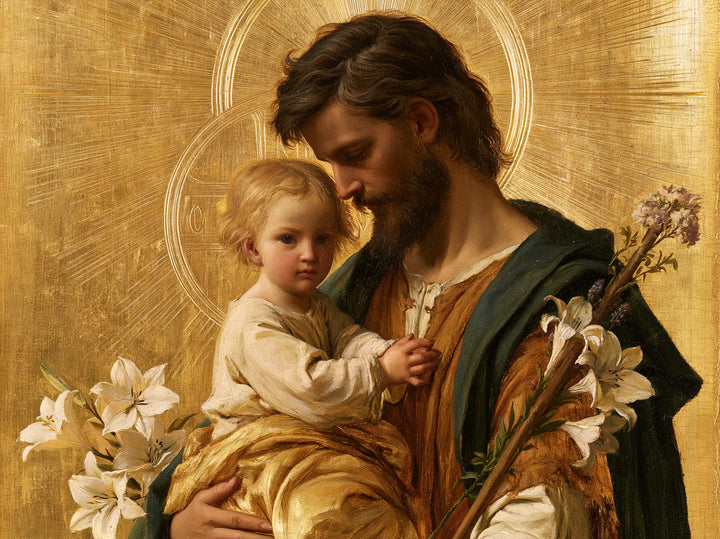 Saint Joseph with the Child Jesus – Sacred Gold · Landscape no. 7