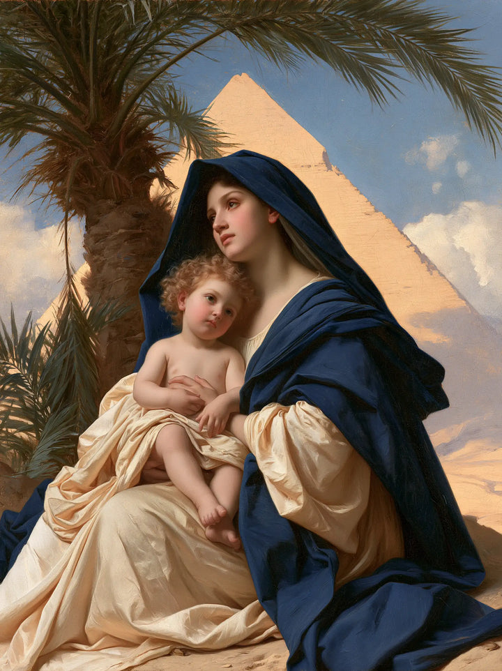 The Virgin Mary and Child Jesus — Pyramid Light Beneath the Dark Mantle