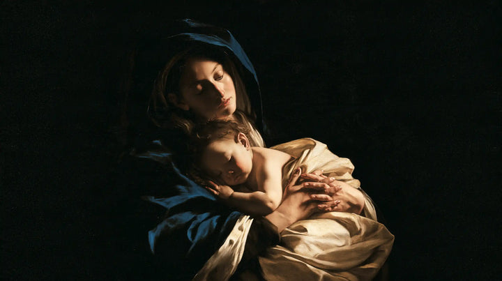 Virgin Mary and Child Jesus - Caravaggio Tenebrism · Landscape n° 12