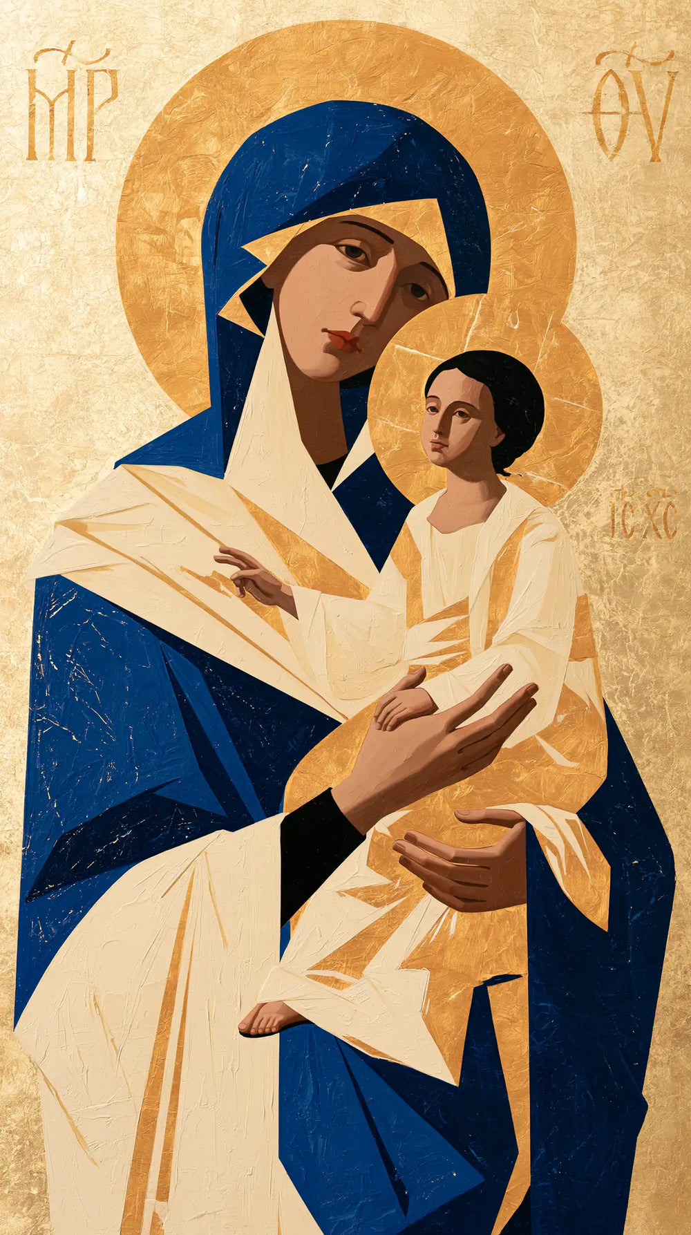 the Virgin Mary and the Child Jesus in Contemporary Byzantine style, portrait Christian artwork no. 14