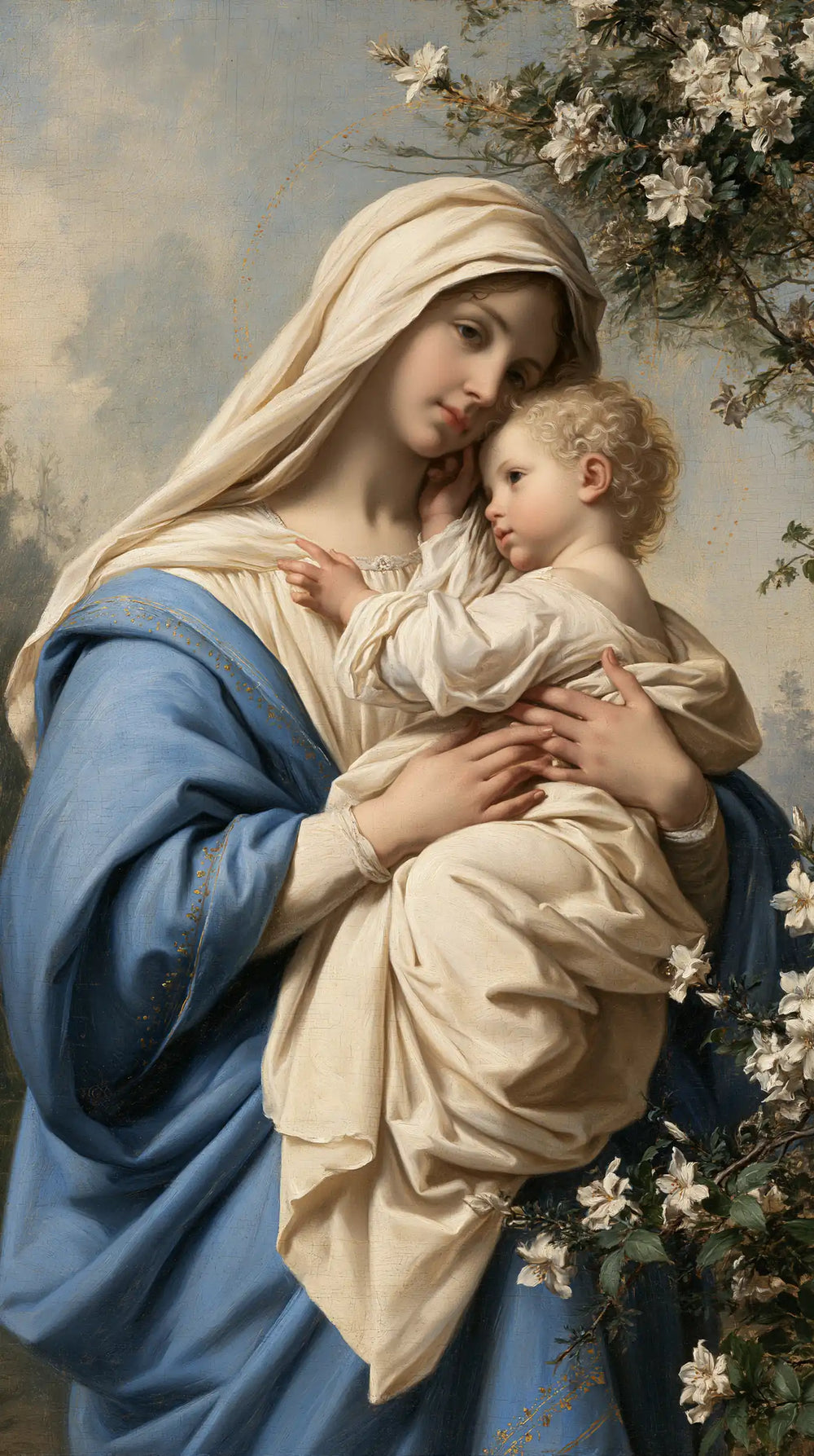 the Virgin Mary with the Child Jesus in Florentine Renaissance style, portrait Christian artwork no. 1