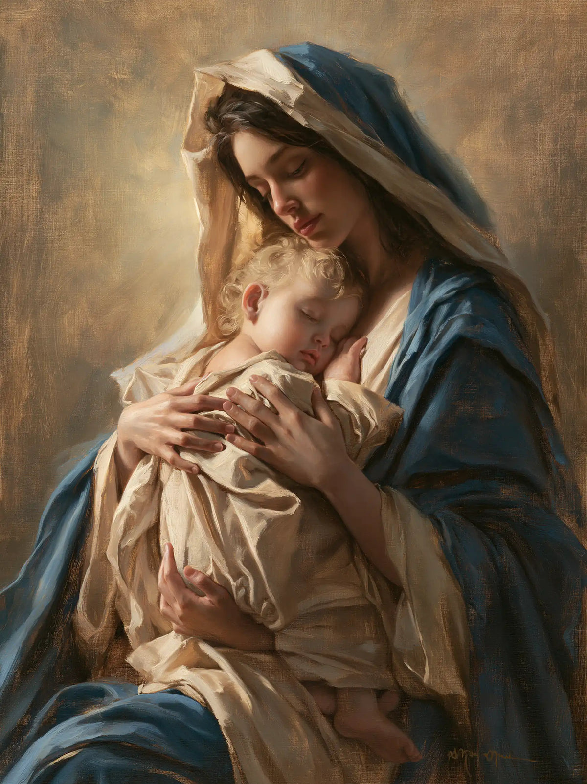 the Virgin Mary presenting the Child Jesus in Mary Presenting the Child Jesus style, portrait Christian artwork no. 34