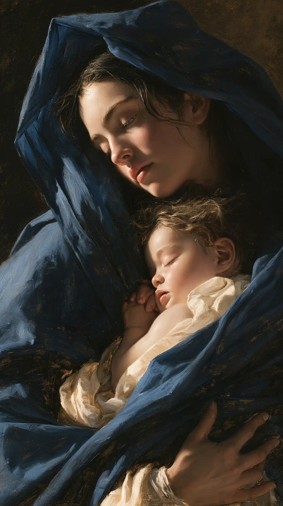 Virgin Mary and Child Jesus - Mary Protecting Jesus Beneath Her Mantle · Portrait n° 16