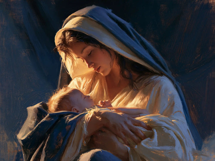 The Virgin and Child — The Infant in Midnight Blue’s Glow