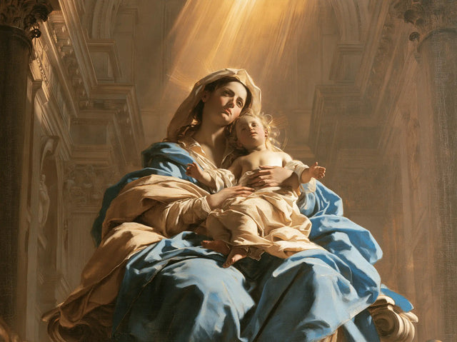 The Virgin and Child — A Tender Cheek Beneath the Vaults’ Ray