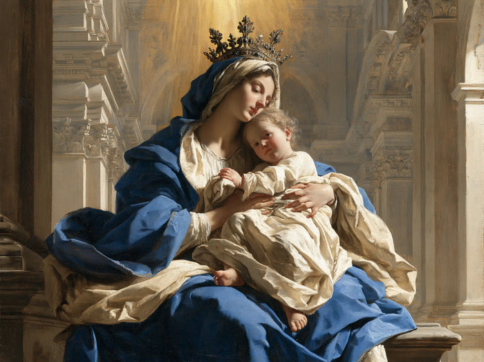 The Virgin and Child — Crowned Rest Amid Pale Stone