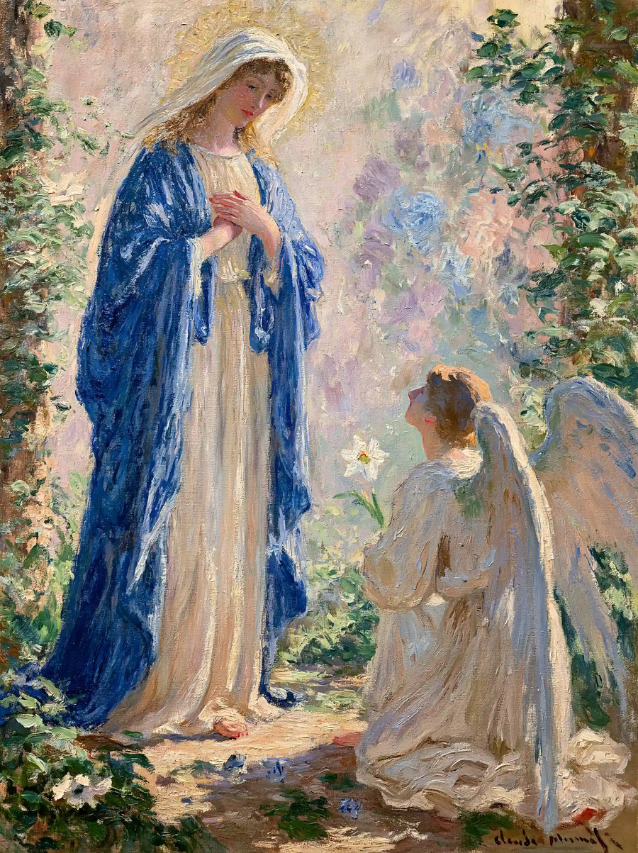 Virgin Mary in a Veil of Morning Light – Impressionist Annunciation · Portrait