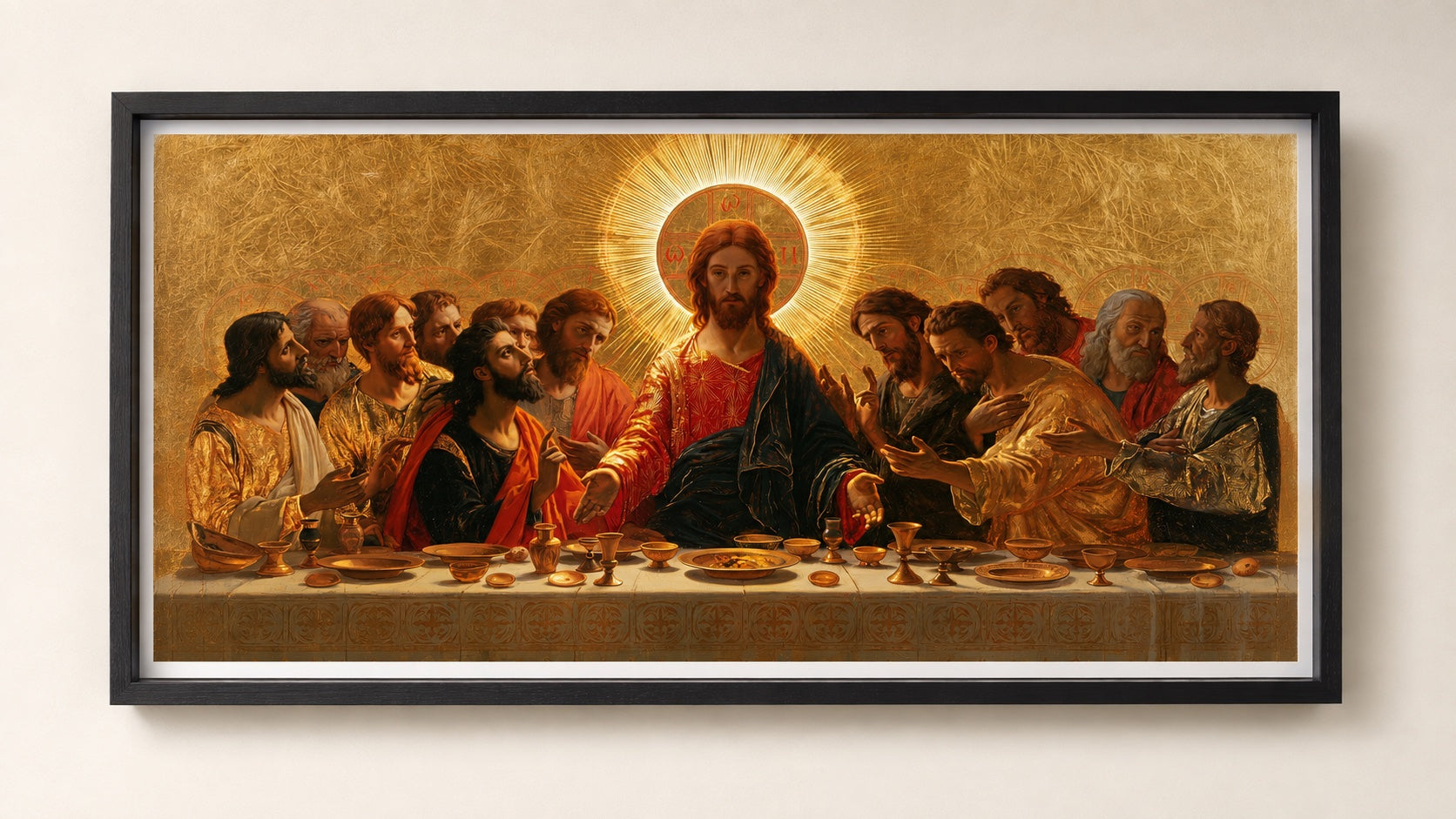 Det samme Last Supper Fine Art print i en dyb sort Box ramme