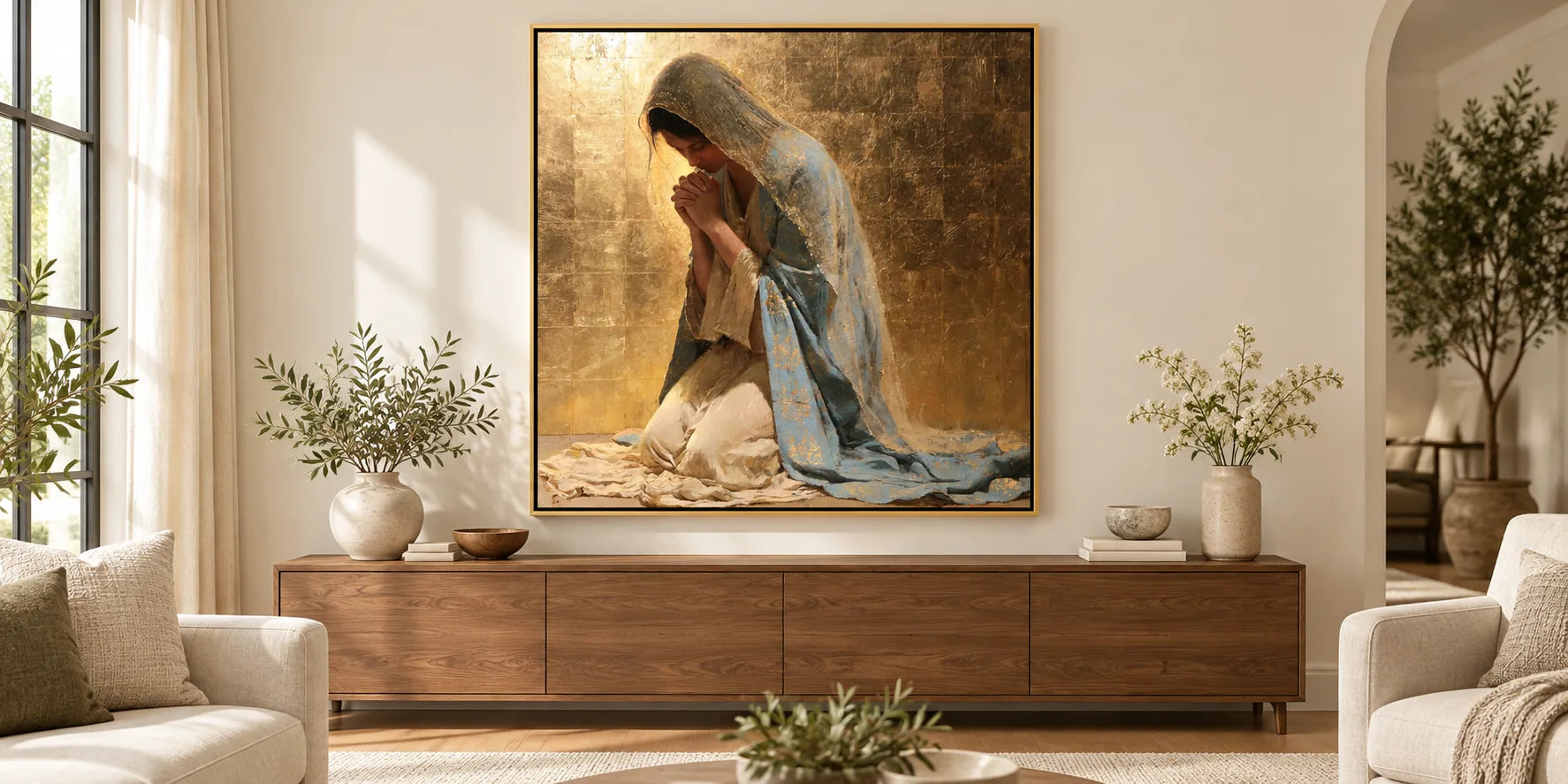 Virgin Mary in Prayer - Mary in a Biblical Interior